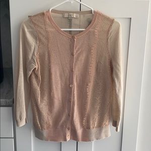 Loft Medium Petite Cream and Soft Rose Cardigan